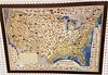 FRAMED SPORTSMAN'S MAP OF U.S WILDLIFE 22"X31.5"
