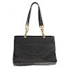 CHANEL - a Caviar Leather CC Shopper. Designed with an open top, pebbled black Caviar leather exteri