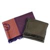 GUCCI - two gentlemen's scarves. To include a pink and purple striped jacquard wool silk blend scarf