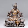 Antique Japanese Lacquered Carved Wood Figure