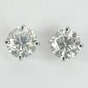 AIG Certified 1.97 Carat Total Weight Round Cut Diamond and 14 Karat White Gold Ear Studs.
