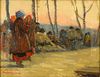 Early 20th Century Russian School Oil on Canvas "Villagers Walking"