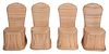 Set of Four Pencil Reed Rattan Dining Chairs