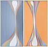 Two Philip R. Hodgson Dimensional Wave Form Paintings