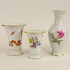 Collection of Three (3) Antique Meissen Hand Painted Porcelain Vases.