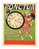 PONCTUA POCKET WATCH LINEN-BACKED FRENCH ADVERTISING POSTER.