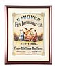 FRAMED PAPER LITHOGRAPH HANOVER FIRE INSURANCE CO. ADVERTISEMENT.