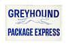 SELF FRAMED TIN GREYHOUND PACKAGE EXPRESS SIGN.