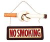 LOT OF 2: NO SMOKING SIGN AND KNOTTED CIGARETTE.