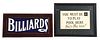 LOT OF 2: BILLIARDS SIGNS.
