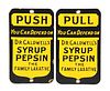 LOT OF 2: SINGLE-SIDED PORCELAIN DR. CALDWELL'S SYRUP PEPSIN DOOR PUSHES.