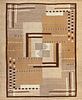 Antique French Art Deco Kilim Rug 8 ft 10 in x 7 ft 6 in (2.69 m x 2.29 m)