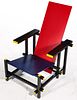 A CASSINA RED AND BLUE CHAIR AFTER GERRIT RIETVELD