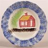 Blue Spatter School House Toddy Plate.