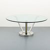 Large Karl Springer "Tulip" Dining Table, 85.5" Dia. Glass Top