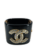 CHANEL Resin and Crystal CC Logo Cuff Bracelet