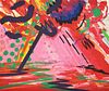 Peter Alexander Abstract Lithograph with Hand Painting