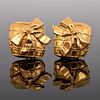 Pair of Chanel Quilted Square Bow Earrings