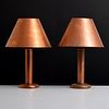 Pair of Machine Age Copper Lamps, Manner of Walter von Nessen