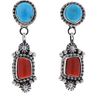 Navajo Tom Pearl Silver Turquoise & Coral Earrings
