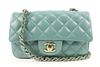 CHANEL GOLD X SAGE GREEN QUILTED LAMBSKIN MINI CLASSIC FLAP