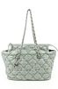 CHANEL GREY QUILTED NYLON STITCH ON TWEED CHAIN ZIP TOTE BAG