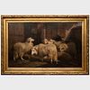 August Schenk (1828-1901): Sheep and Rams Waiting to be Shorn
