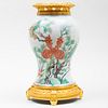 Chinese Famille Rose Porcelain Gilt-Metal-Mounted Vase