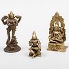 Group of Three Small Indian Brass Figures of Dieties