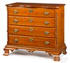 Chippendale tiger maple chest of drawers