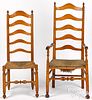 Delaware Valley ladderback armchair and side chair