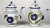Two similar pearlware coffee pots, 19th c.