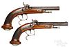 Pair of Belgian back action percussion pistols