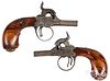 Pair of Belgian double barrel percussion pistols