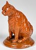 Rare large Pennsylvania redware cat, mid 19th c.
