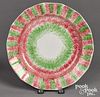 Red and green rainbow spatter plate