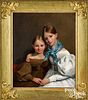 American oil on canvas double portrait, mid 19th c