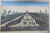 Emperor of China Coronation, French Detailed Hand Colored Engraving, 18th C
