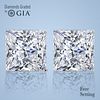 4.01 carat diamond pair Princess cut Diamond GIA Graded 1) 2.01 ct, Color H, VVS1 2) 2.00 ct, Color H, VVS2. Appraised Value: $124,000 