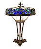 An Austrian Jeweled and Cast Metal Lamp, Height overall 23 x diameter of shade 16 1/4 inches.