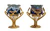 * A Pair of Austrian Glass and Gilt Metal Mounted Vases, Height 11 1/4 inches.