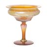 A Quezal Gold Iridescent Glass Compote, Height 6 1/4 inches.