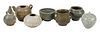 Seven Asian Celadon Glazed Ceramic Jars
