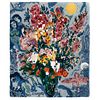 MARC CHAGALL, Las flores iluminan el cielo, Firmado, Tapiz 6/200 edicuón póstuma  , 143 x 117 cm