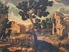 Huge 17th Century Flemish Old Master Oil Painting Villagers in Open Landscape