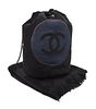 A Chanel Black Terry Cloth Drawstring Pool Bag, 18" x 18".