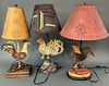Three Rooster Table Lamps