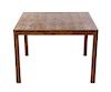 A Dunbar Macassar Ebony Side Table, Height 24 1/2 x width 35 1/2 x depth 35 1/2 inches.