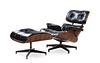 * A Charles and Ray Eames Rosewood 670 Lounge Chair and 671 Ottoman, Height of chair 31 1/2 inches.