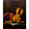 Stillwell Oil on Canvas, Untitled, Violin and Books